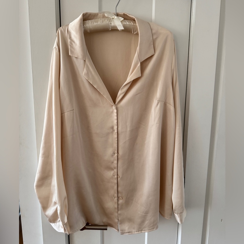 Silky Cream Button-Up Blouse